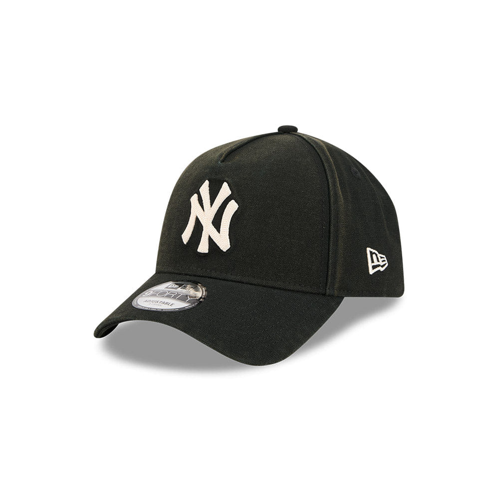 New Era N.Y Yankees 9Forty A-Frame Cap (Washed Canvas Black)