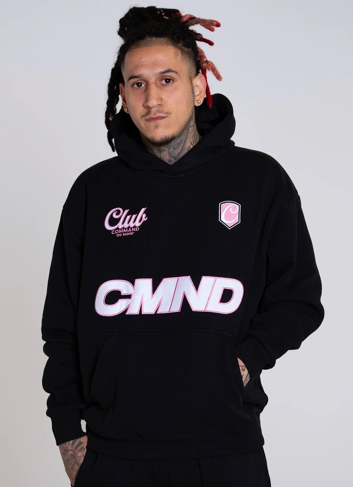 Command Oversized Jersey Hoodie (Black/Pink)
