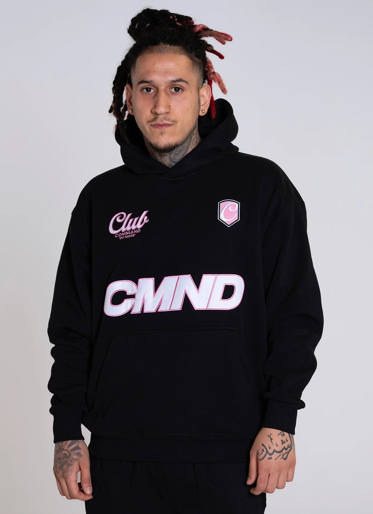Command Oversized Jersey Hoodie (Black/Pink)