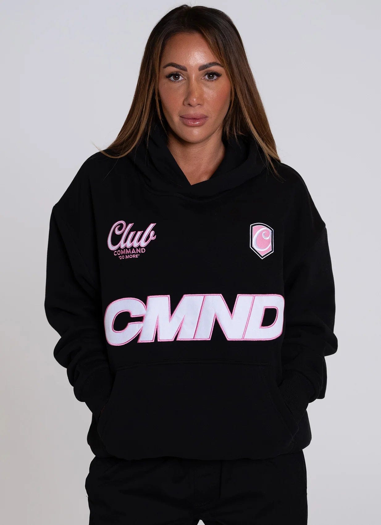 Command Oversized Jersey Hoodie (Black/Pink)