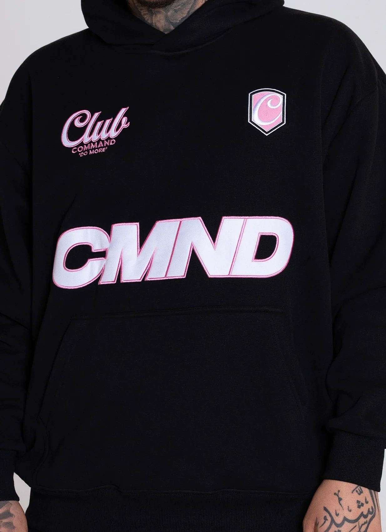 Command Oversized Jersey Hoodie (Black/Pink)