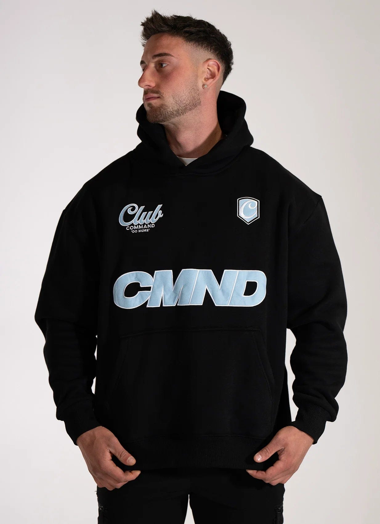 Command Oversized Jersey Hoodie (Black/Blue)