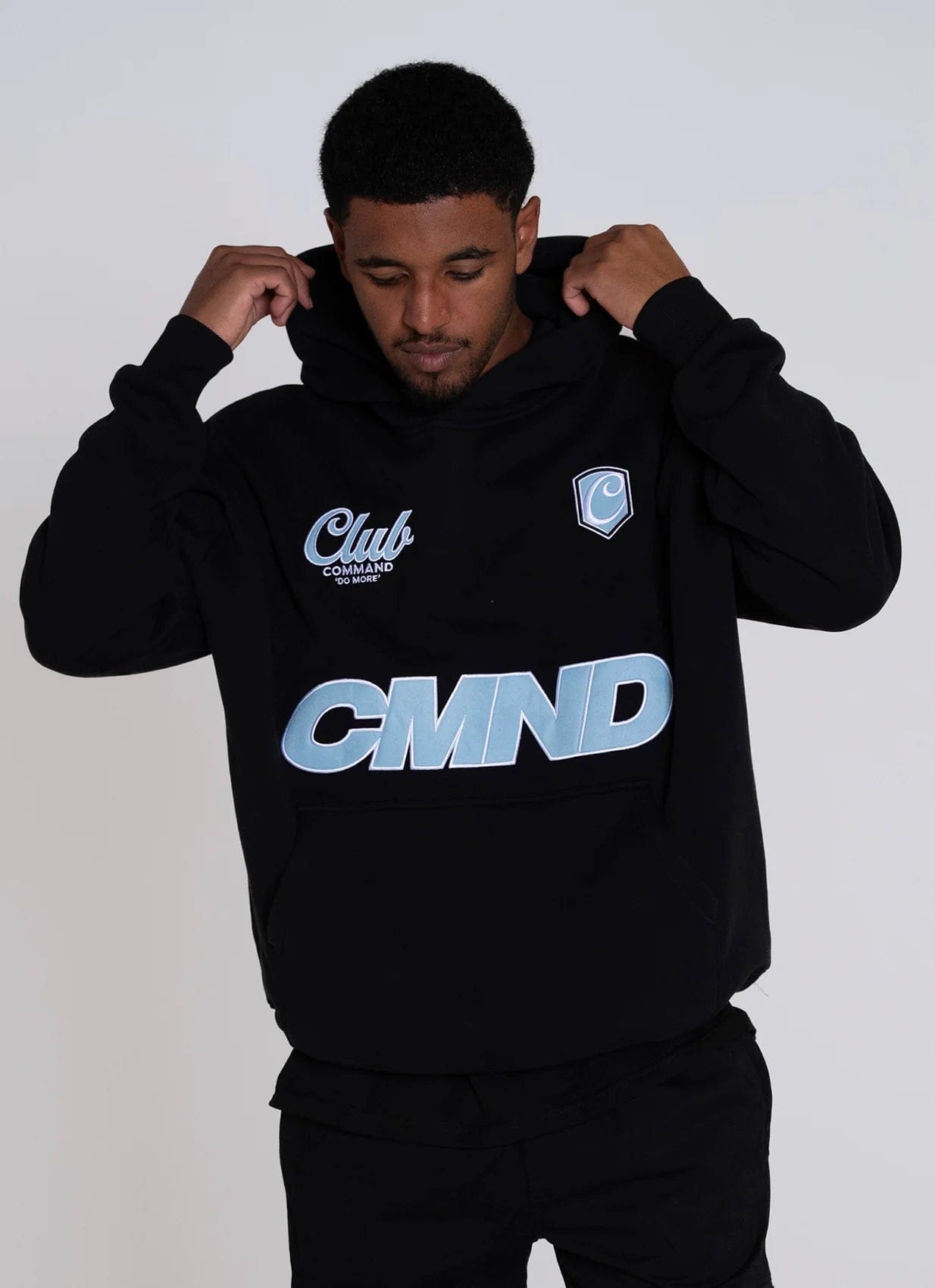 Command Oversized Jersey Hoodie (Black/Blue)