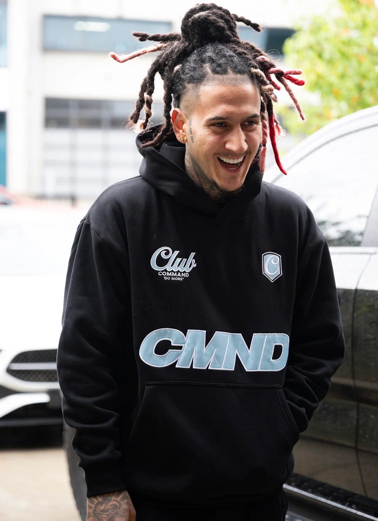 Command Oversized Jersey Hoodie (Black/Blue)