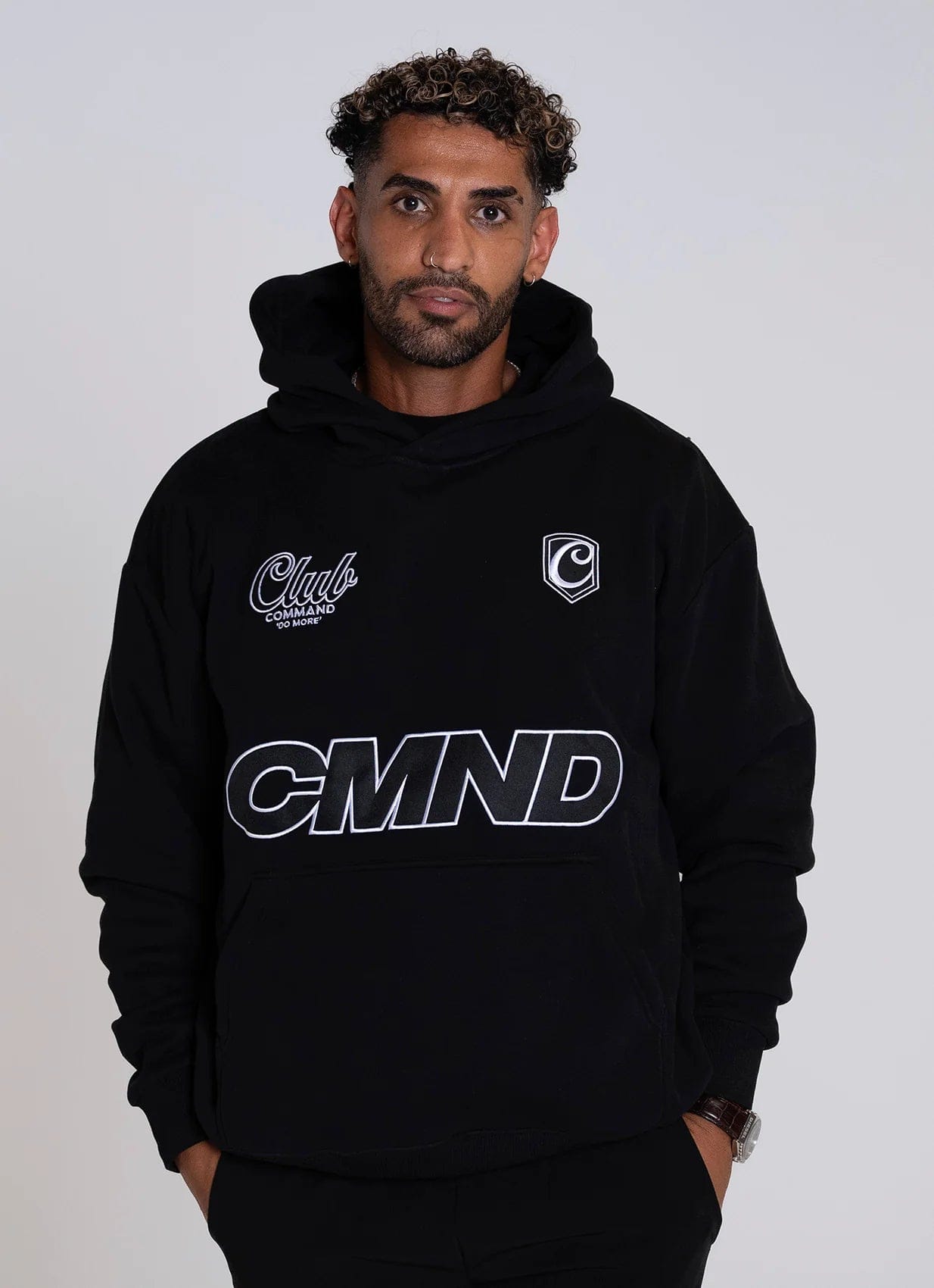 Command Oversized Jersey Hoodie (Black/White)