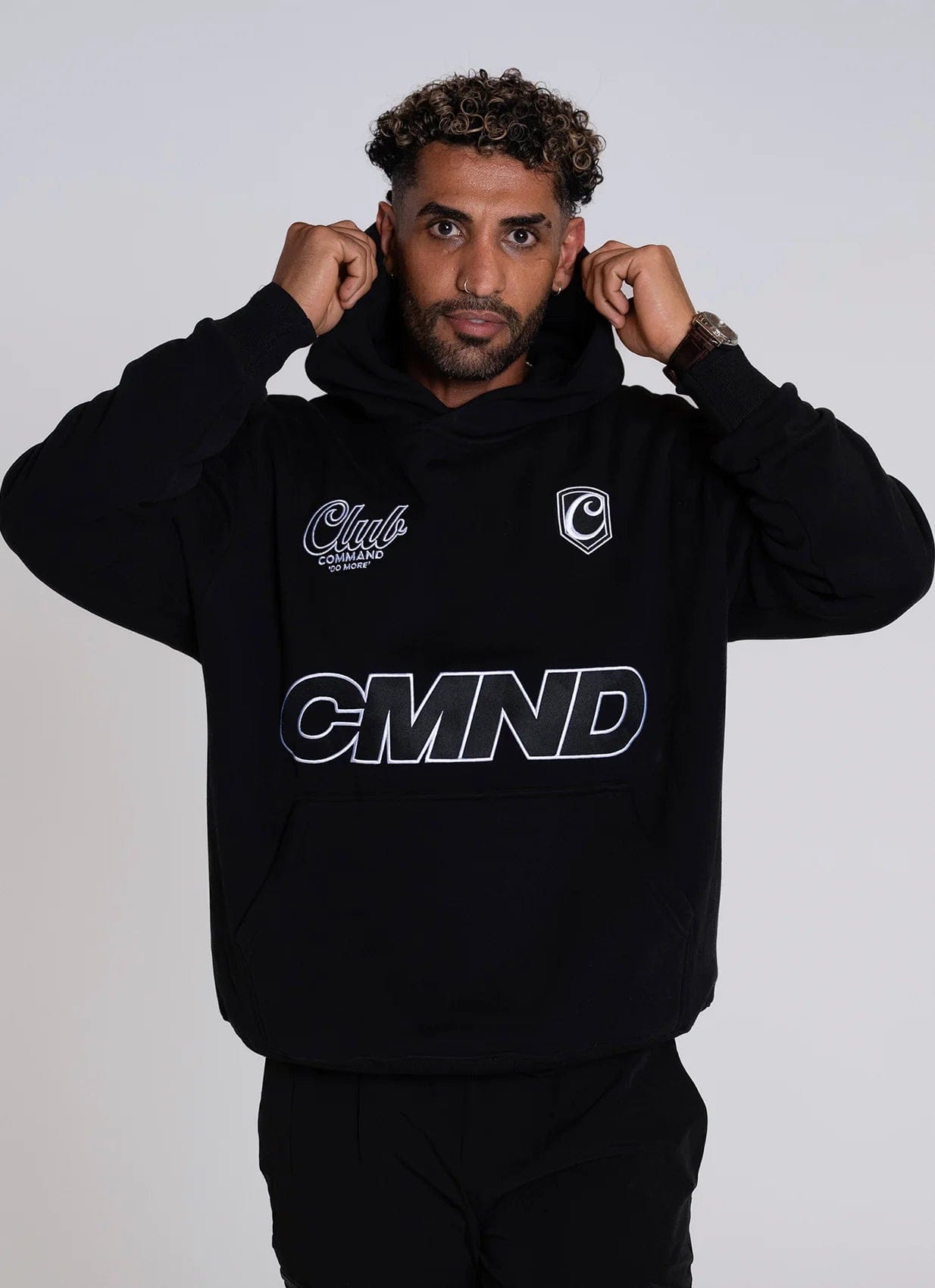 Command Oversized Jersey Hoodie (Black/White)