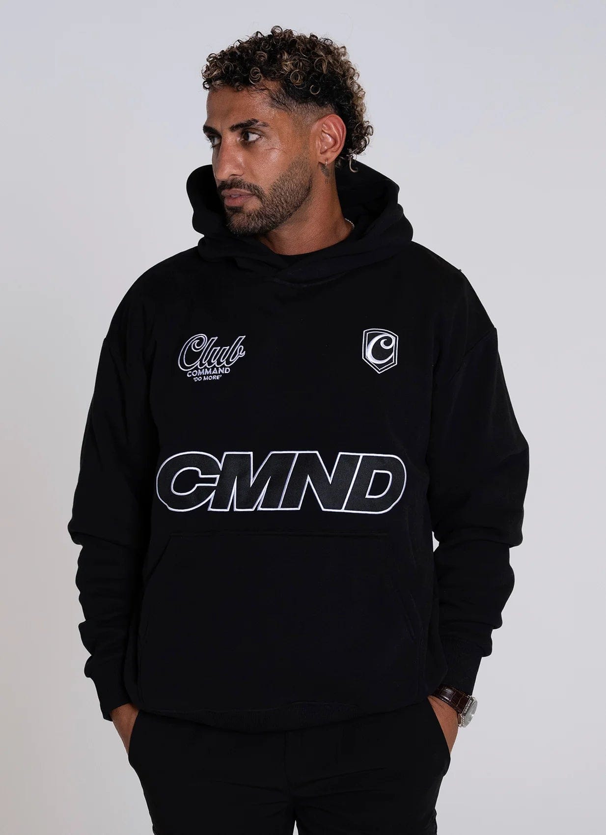 Command Oversized Jersey Hoodie (Black/White)