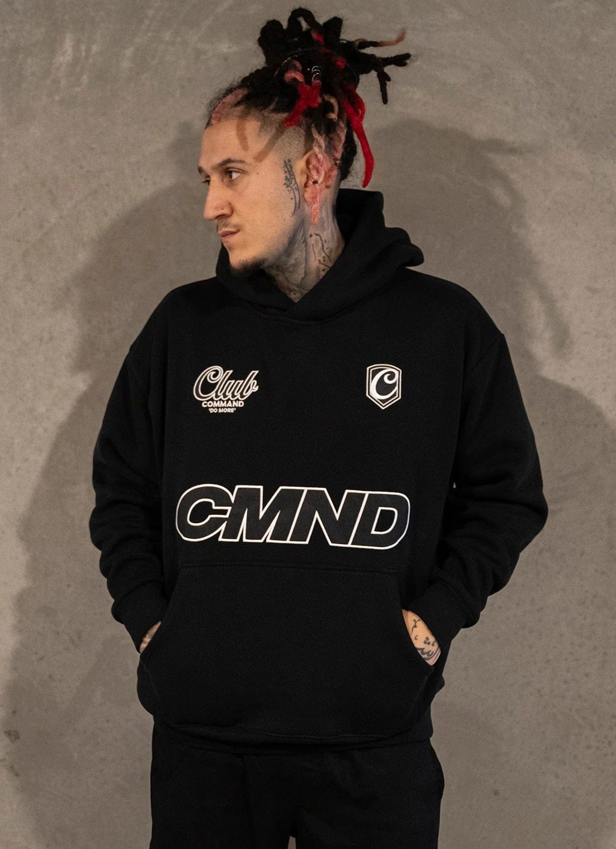 Command Oversized Jersey Hoodie (Black/White)