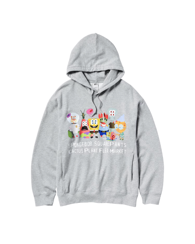 Cactus Plant Flea Market Uniqlo x CPFM x SpongeBob SquarePants Grey Hoodie