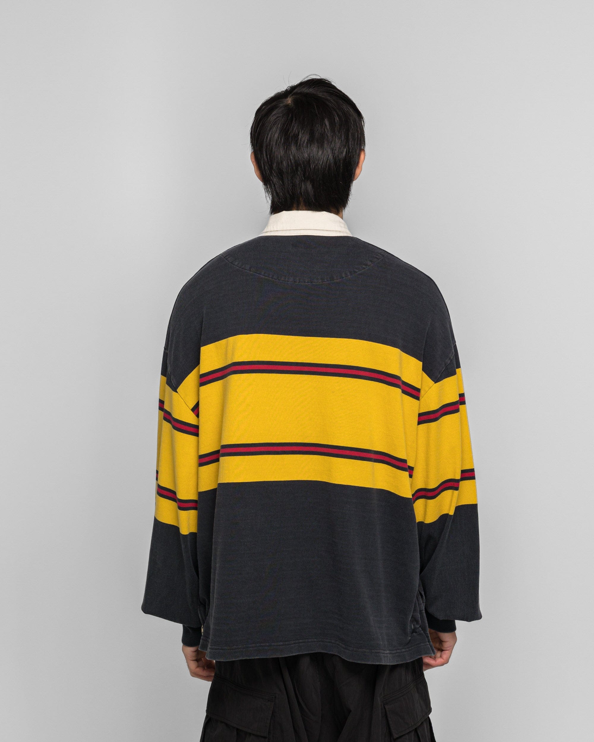 KAPITAL 16/-Panel Stripe Jersey BIG Rugby Shirt - Black