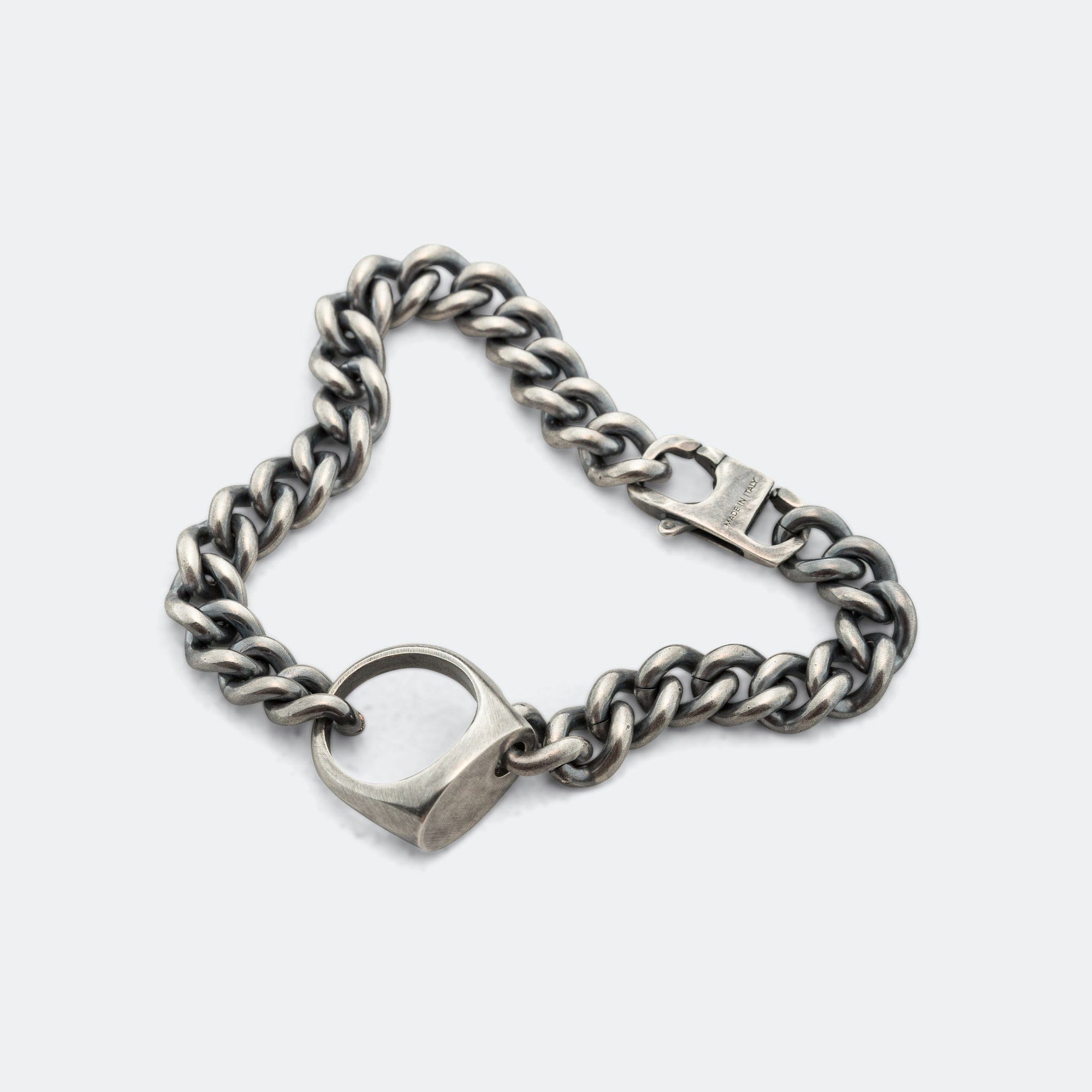 MM6 Ring Link Curb Bracelet - Silver Toned Brass