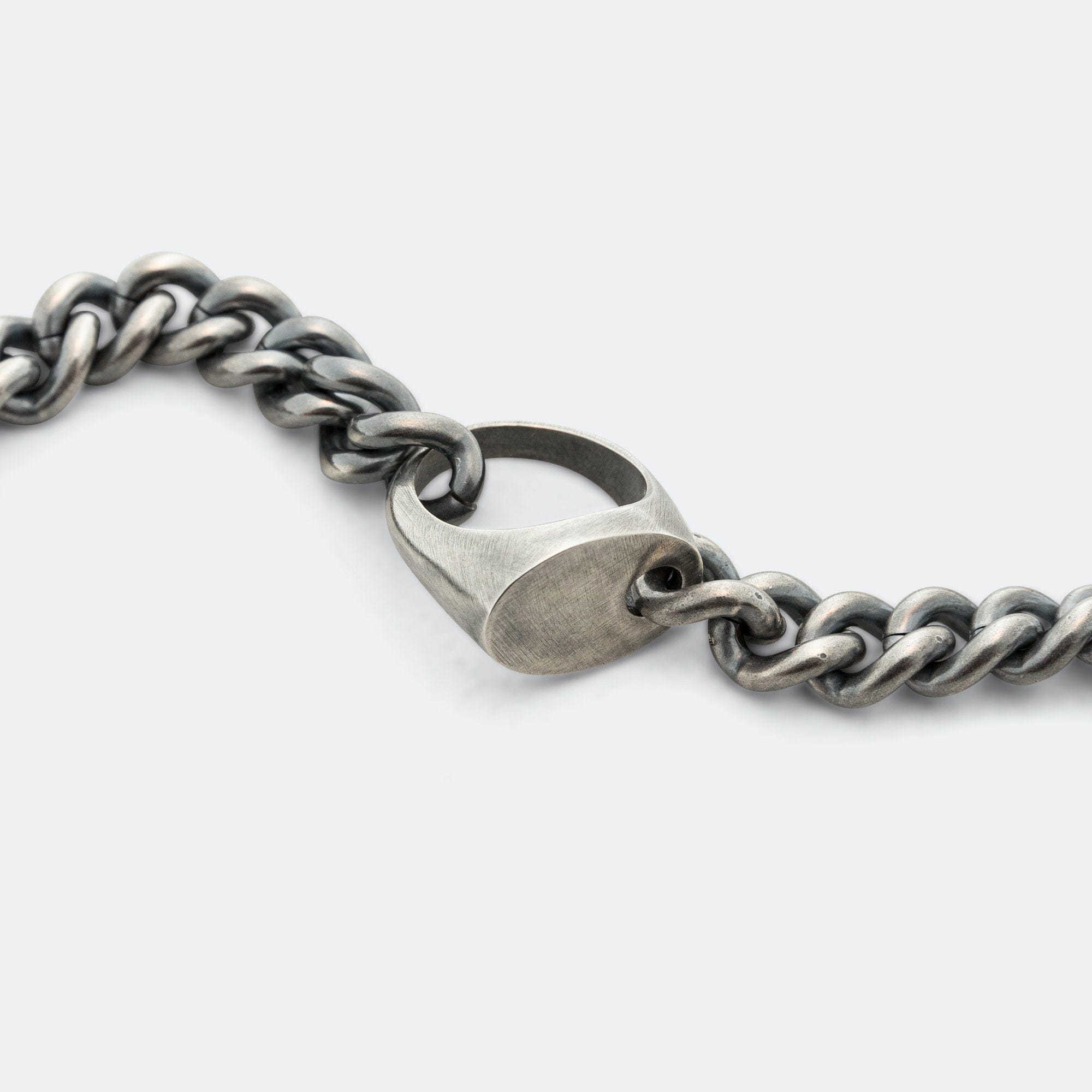 MM6 Ring Link Curb Bracelet - Silver Toned Brass