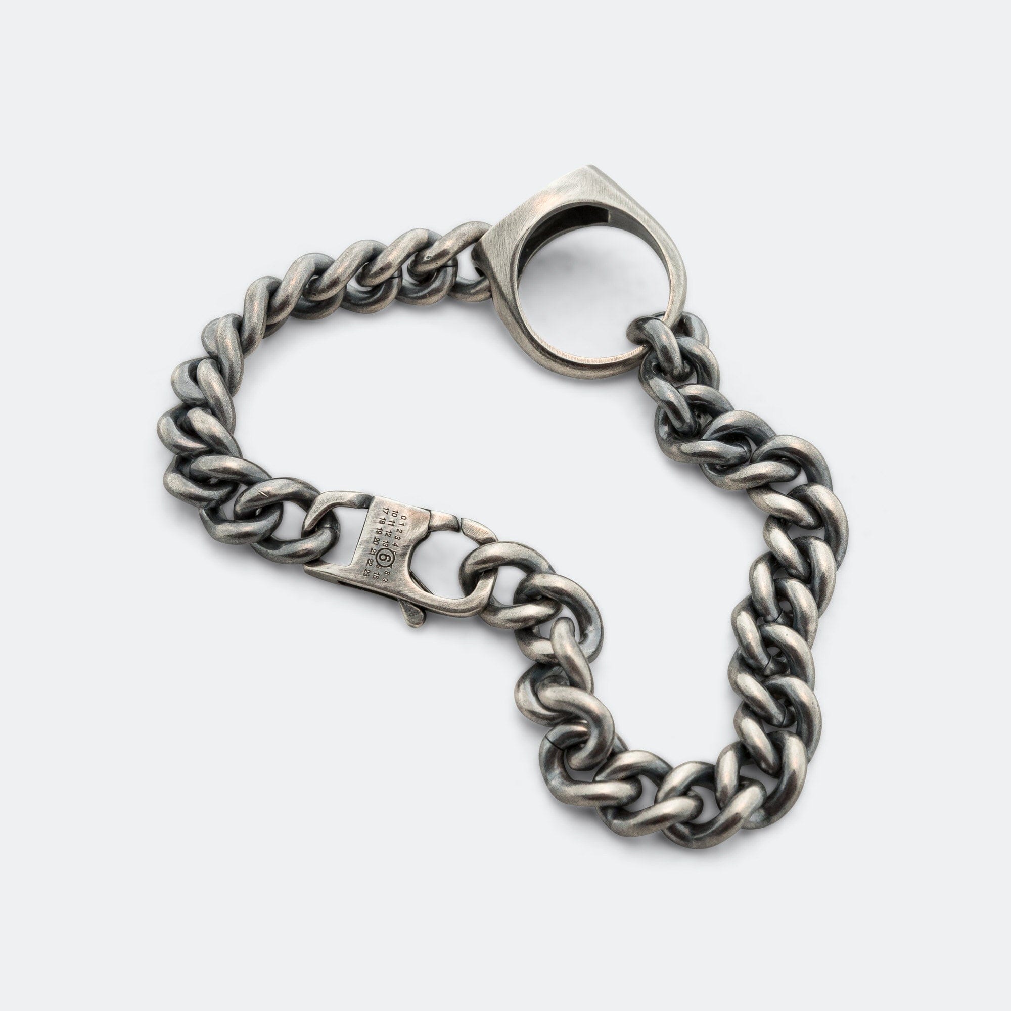 MM6 Ring Link Curb Bracelet - Silver Toned Brass