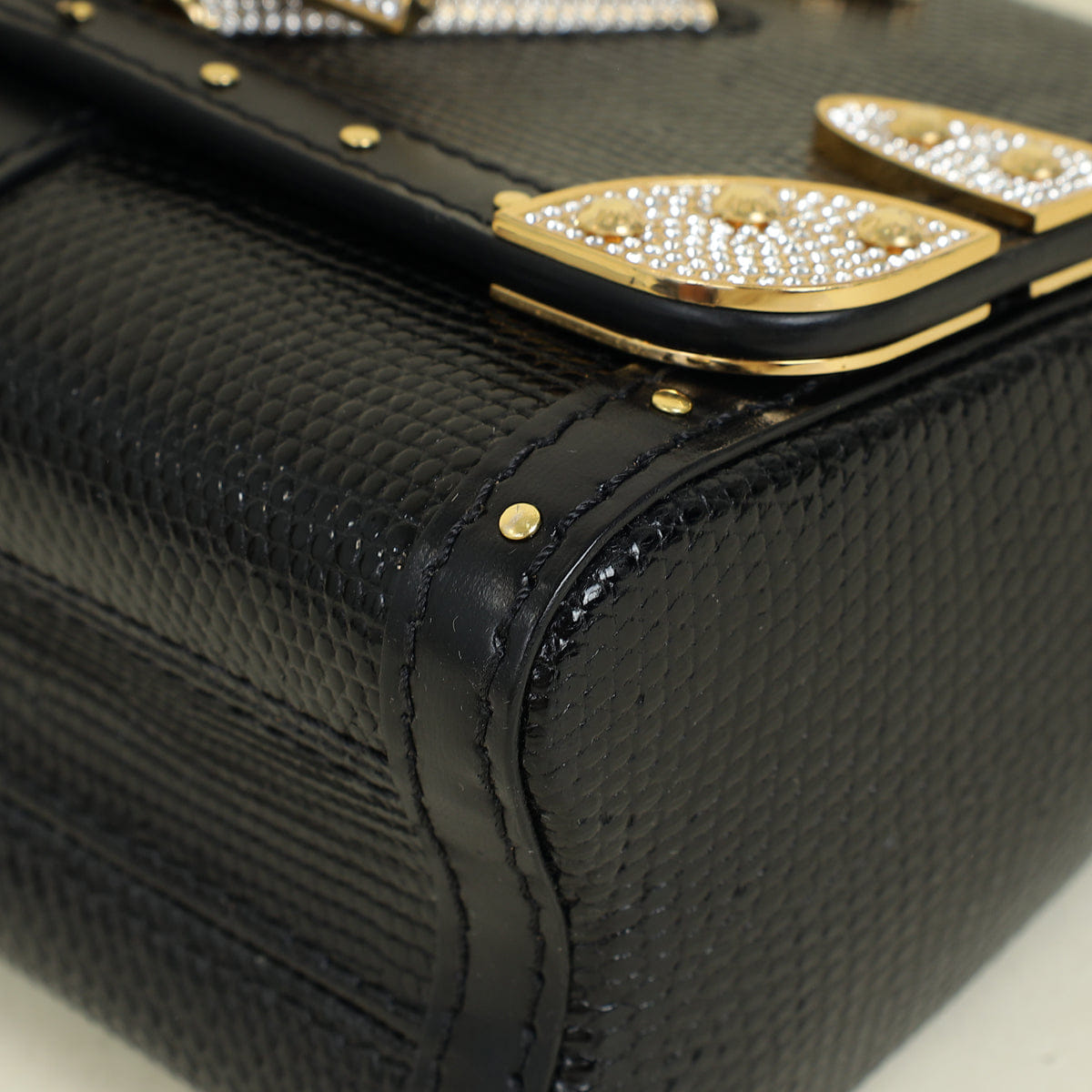 Louis Vuitton Black Lizard & Crystal Mini Twist Shoulder Bag