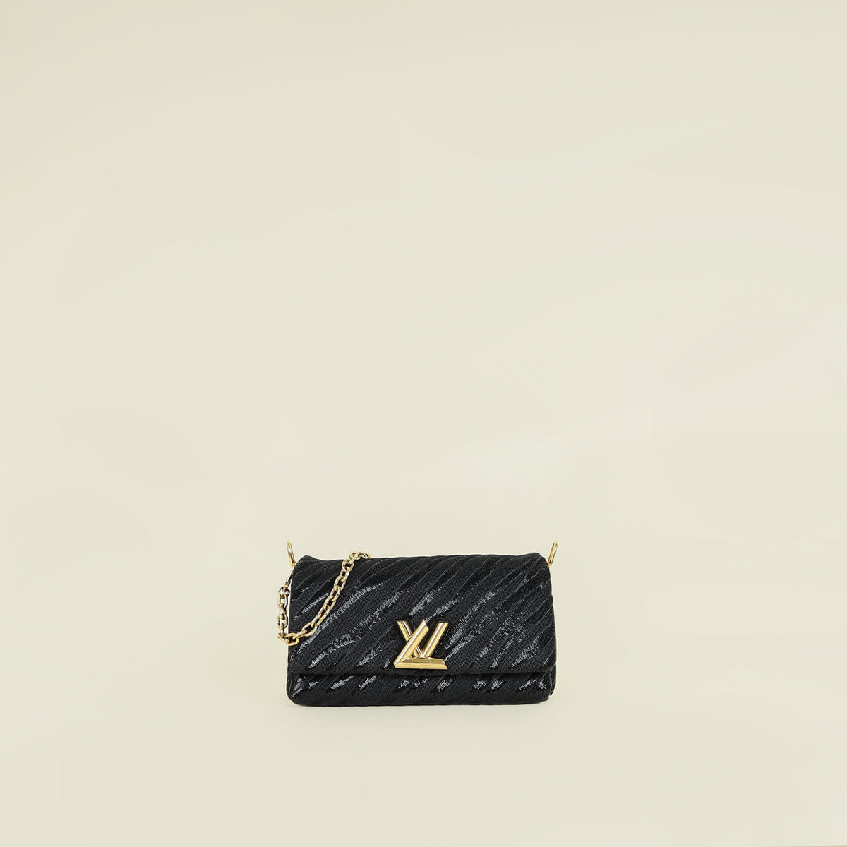 Louis Vuitton Black Sequins Embroidered Twist West Shoulder Bag