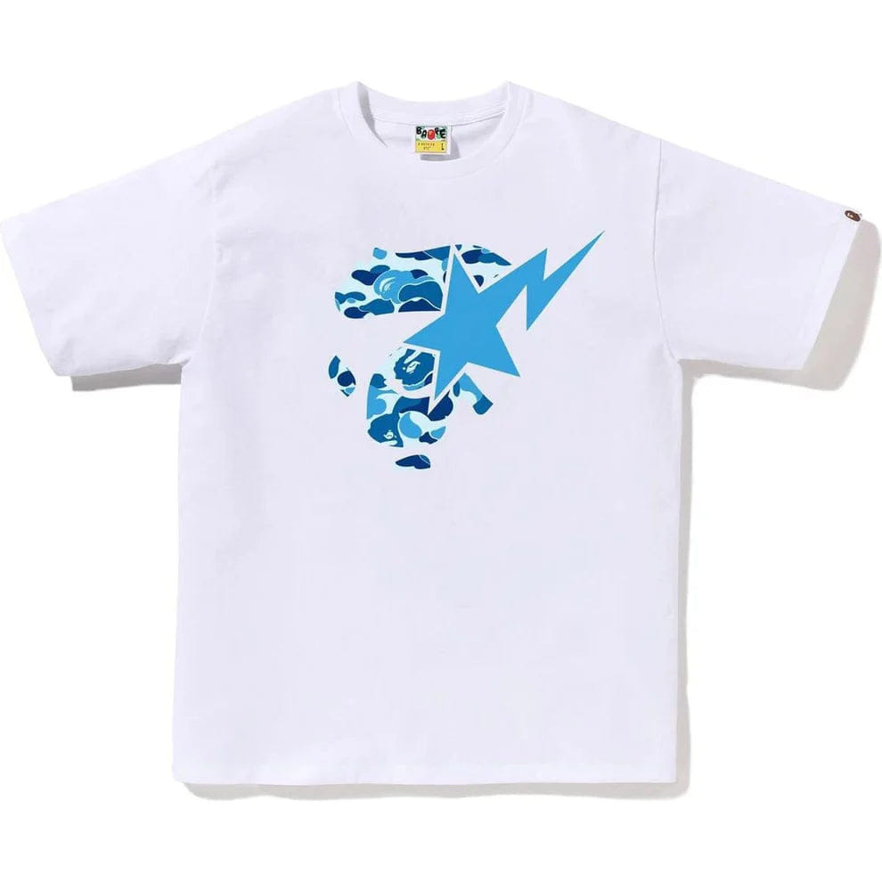 Bape ABC Camo Ape Face Sta Tee 'White Blue'