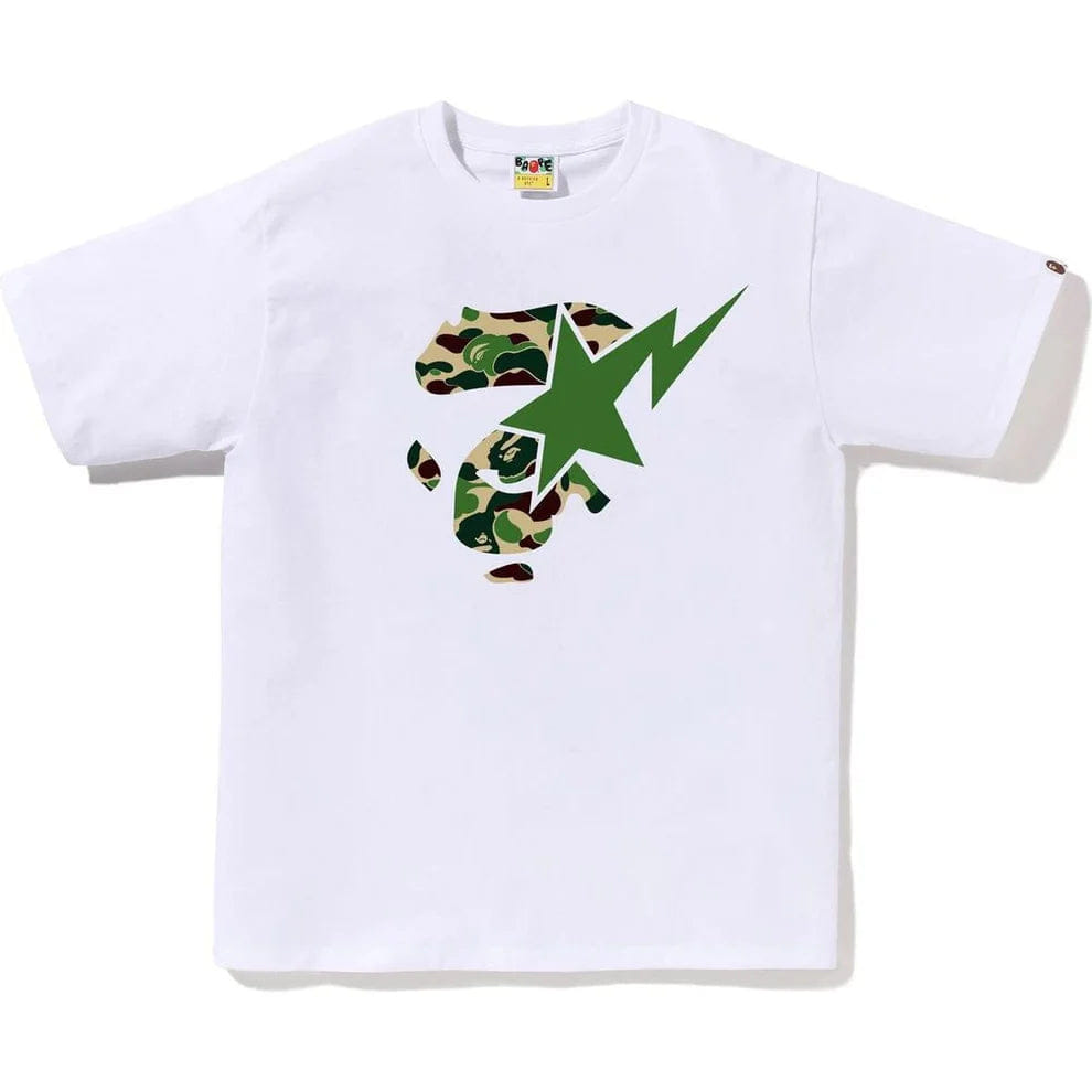 Bape ABC Camo Ape Face Sta Tee 'White Green'