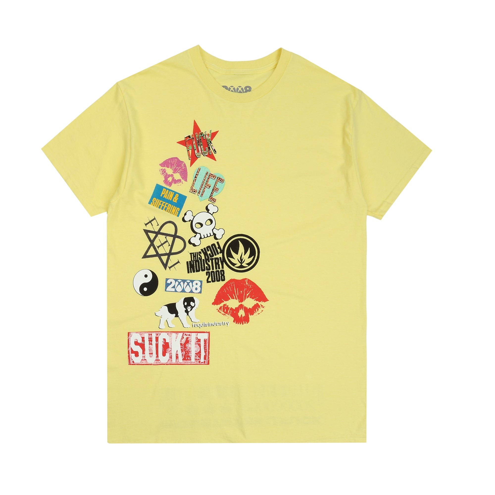 Fuck This Industry Stickers T-Shirt - Yellow