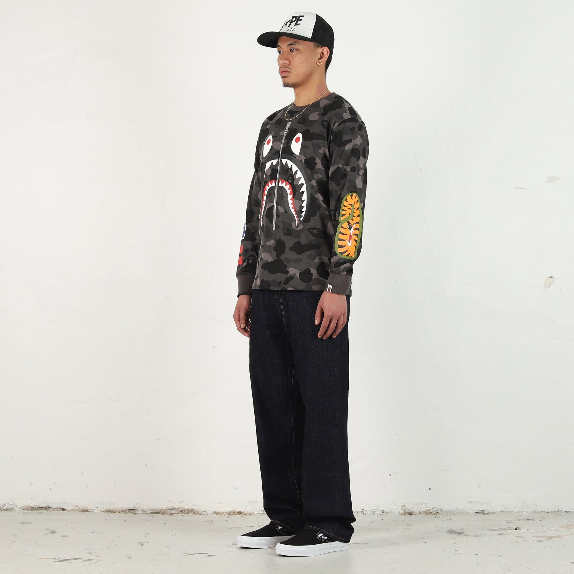 BAPE Color Camo Shark LS T-Shirt - Black