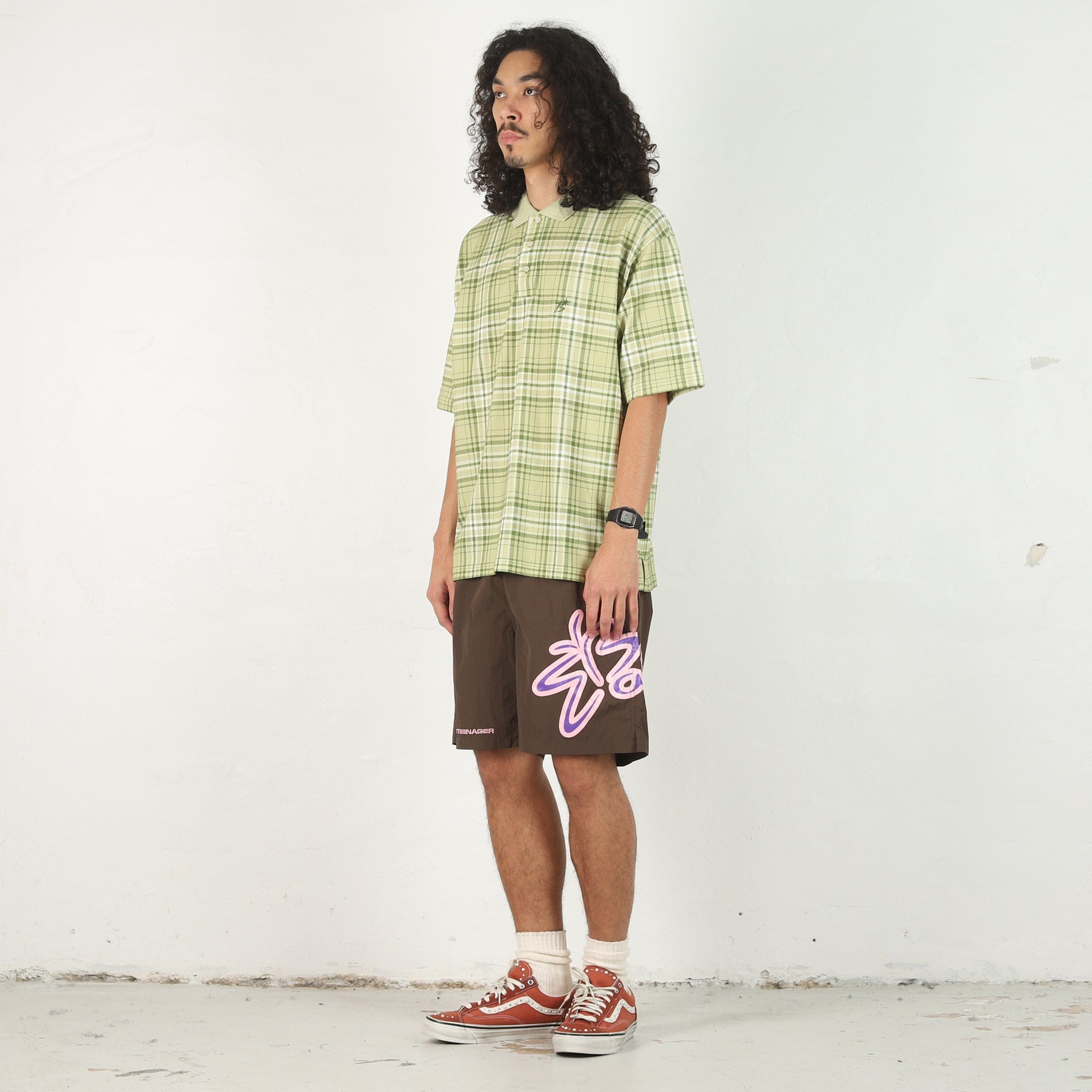 Bott Plaid S/S Polo Shirt - Green
