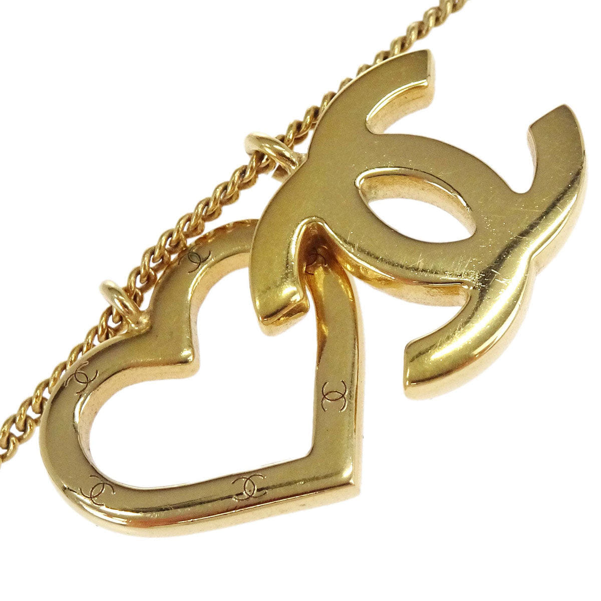 Chanel CC Heart Chain Necklace Gold 04P