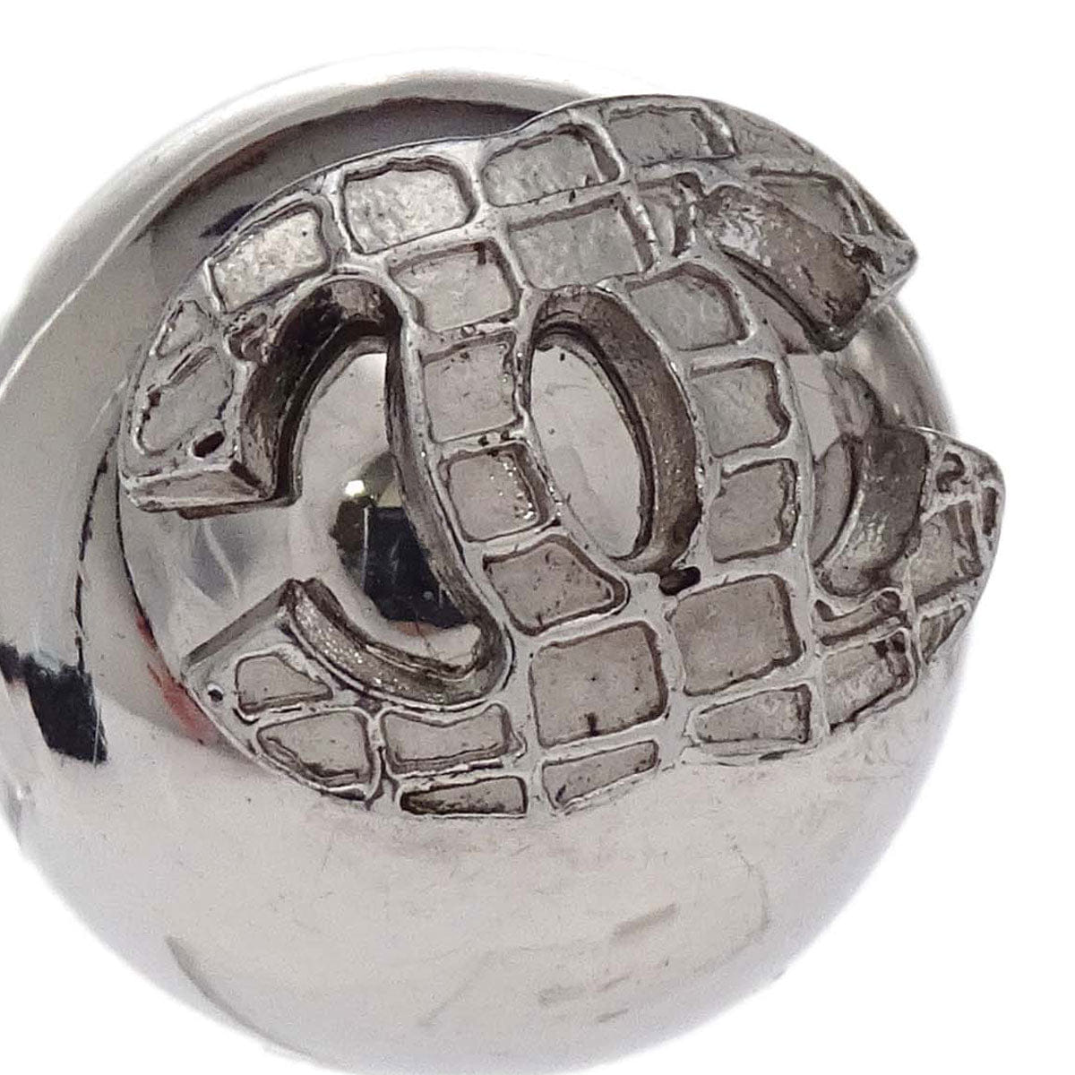 Chanel Button Clip-On Earrings Silver 00A