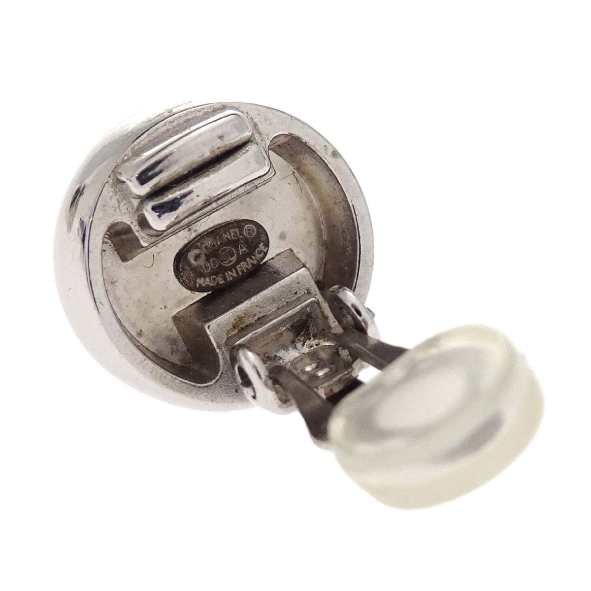 Chanel Button Clip-On Earrings Silver 00A