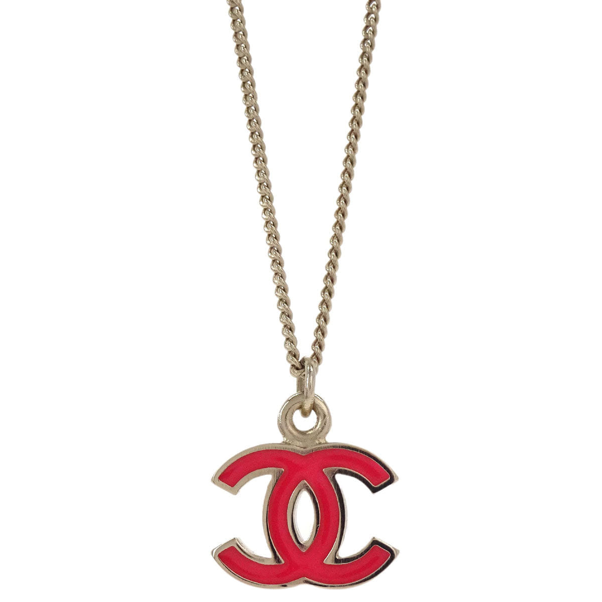 Chanel Gold Pink CC Pendant Necklace 04A