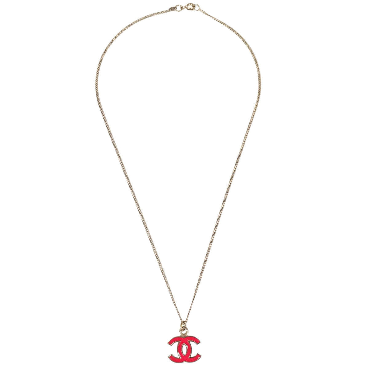 Chanel Gold Pink CC Pendant Necklace 04A