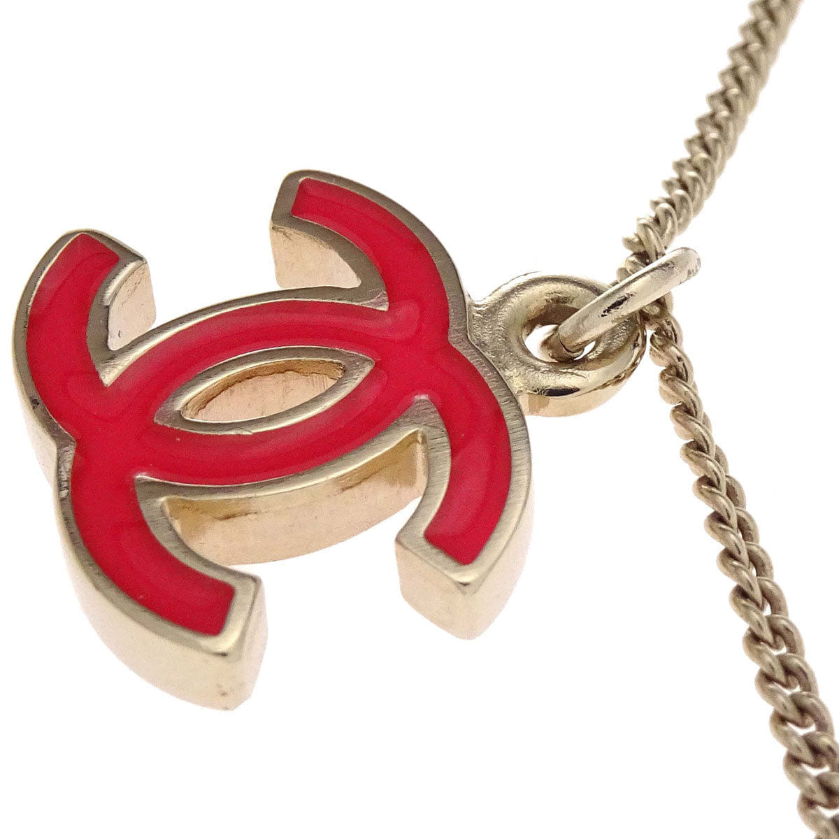 Chanel Gold Pink CC Pendant Necklace 04A
