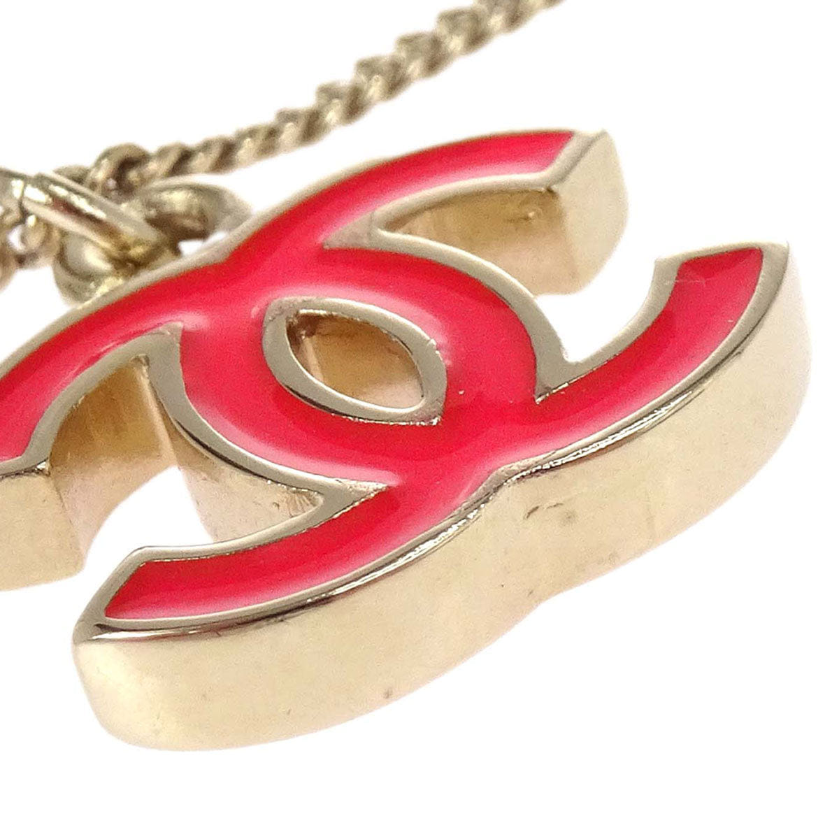 Chanel Gold Pink CC Pendant Necklace 04A