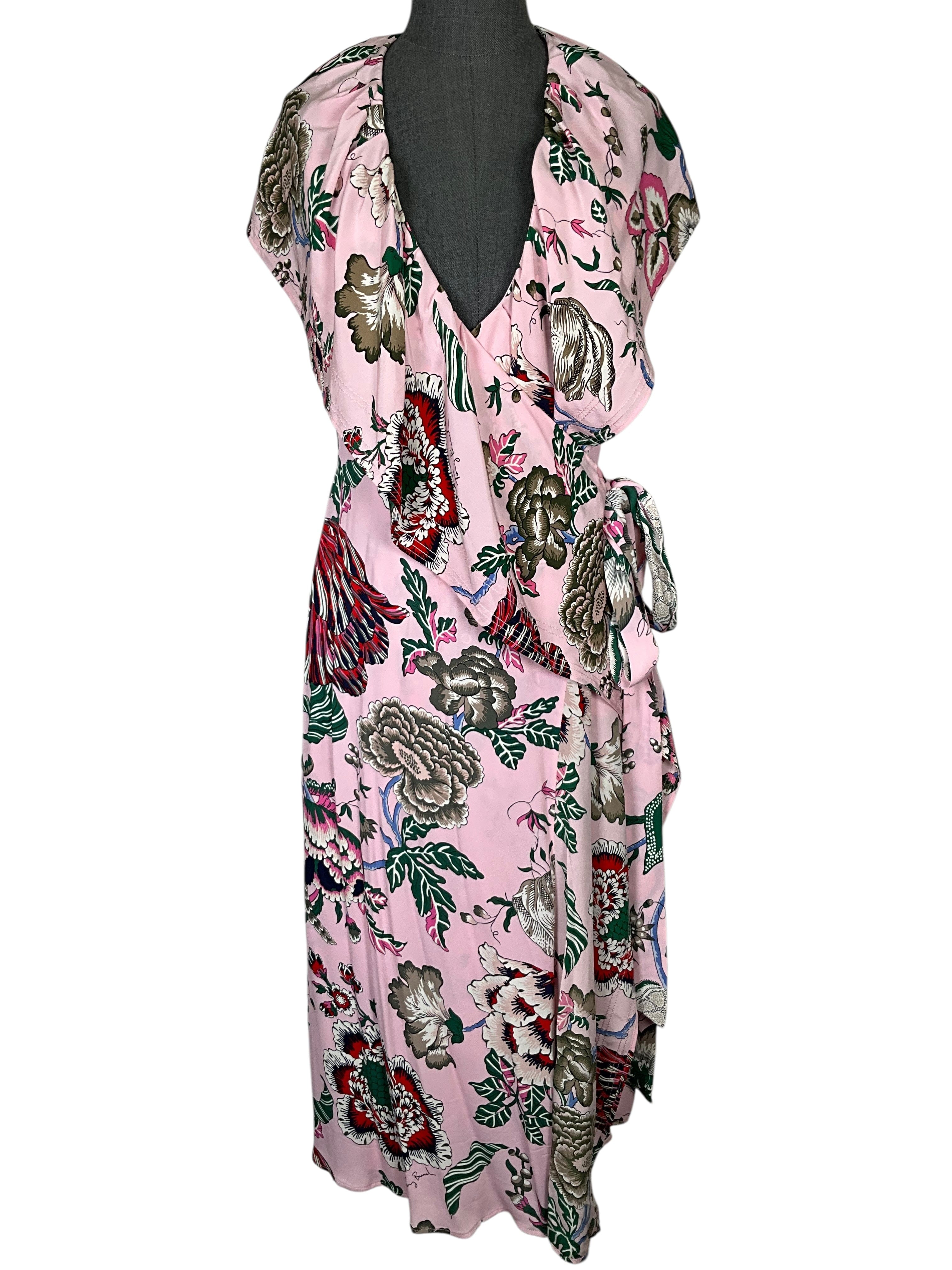 Tory Burch Adelia Ruffled Floral Printed Wrap Mini Dress Size M