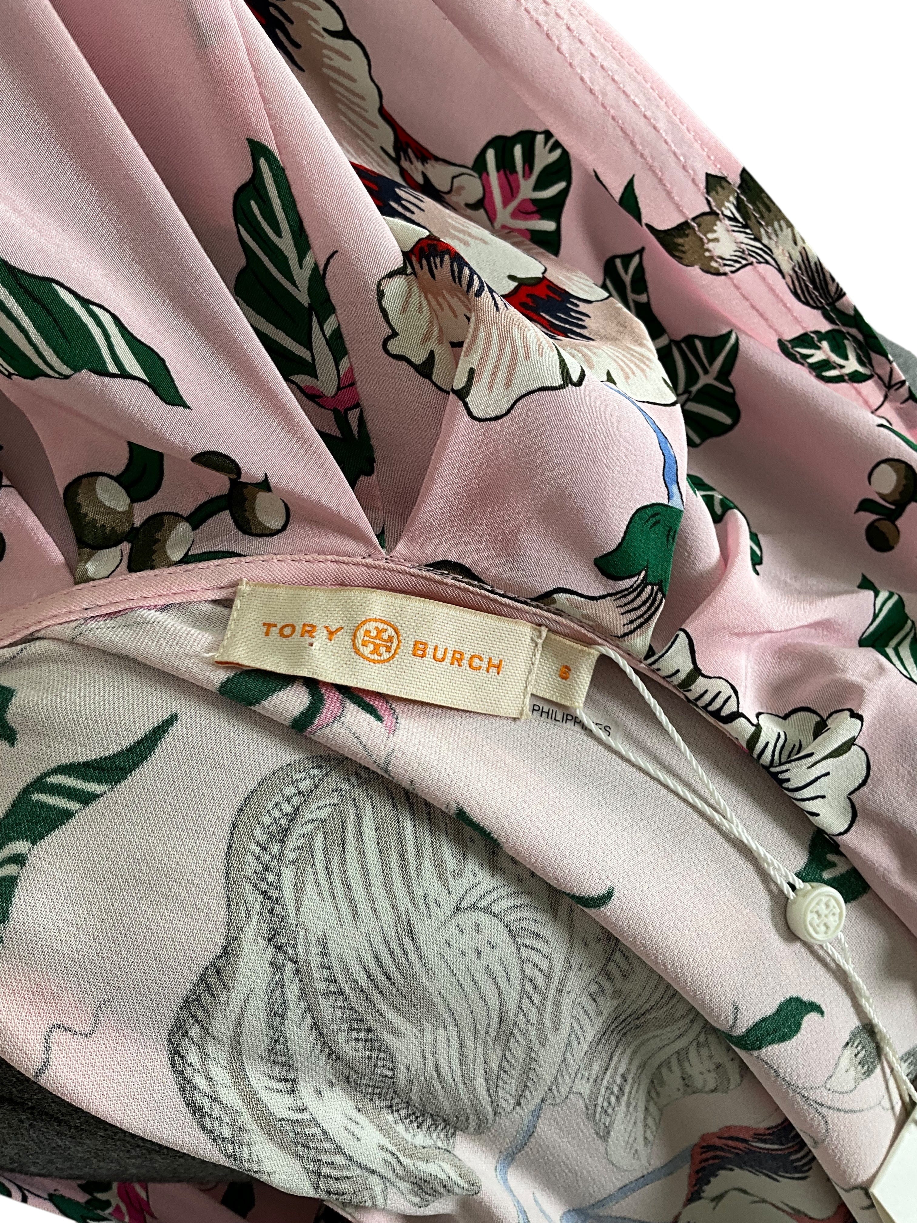 Tory Burch Adelia Ruffled Floral Printed Wrap Mini Dress Size M