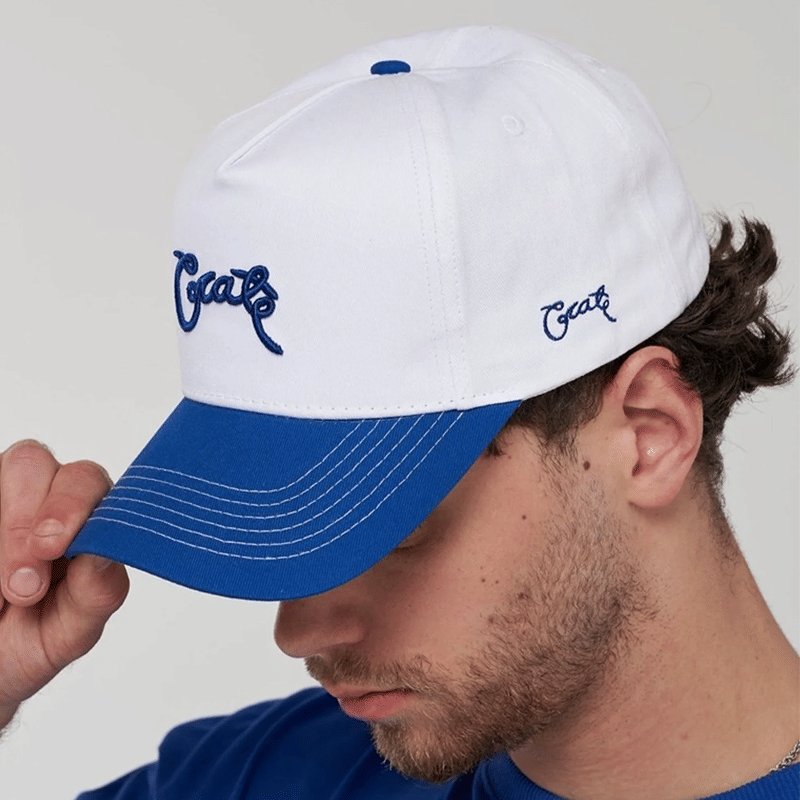 Crate Clothing Crate Scripted Snapback Cap 'White/Blue'