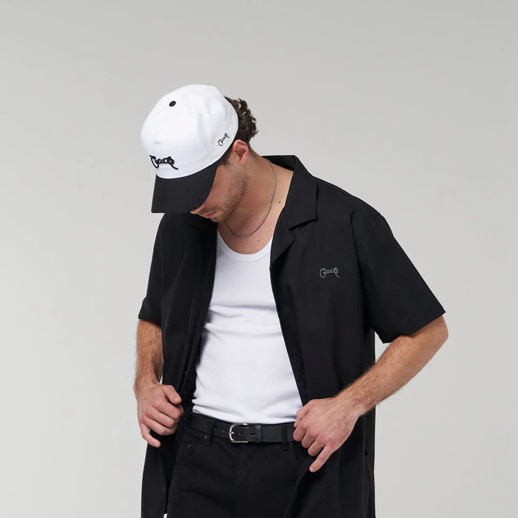 Crate Clothing Crate Scripted Snapback Cap 'Black/White'
