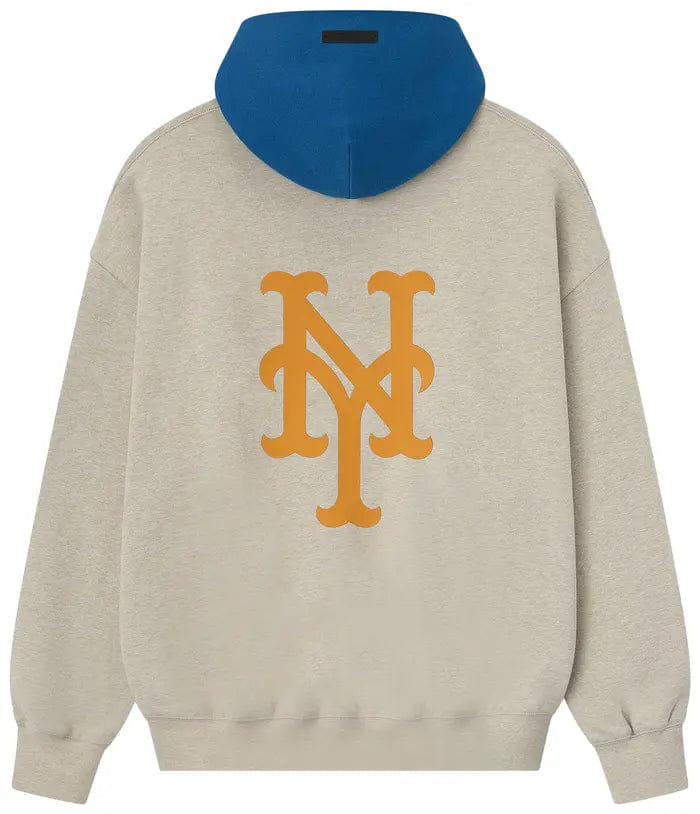 Fear of God Essentials Mets Sport Hoodie 'Heather Stone/Blue Sapphire'