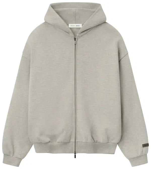 Fear of God Essentials Embossed 90s Fit Fleece Zip-Up Hoodie 'Warm Heather'