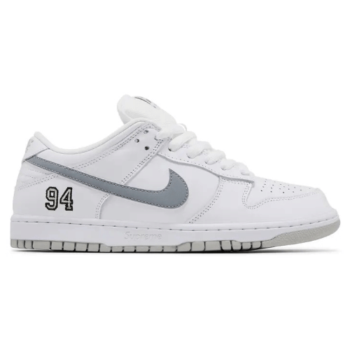Nike SB Dunk Low Supreme 94 White Metallic Silver HQ8487 100
