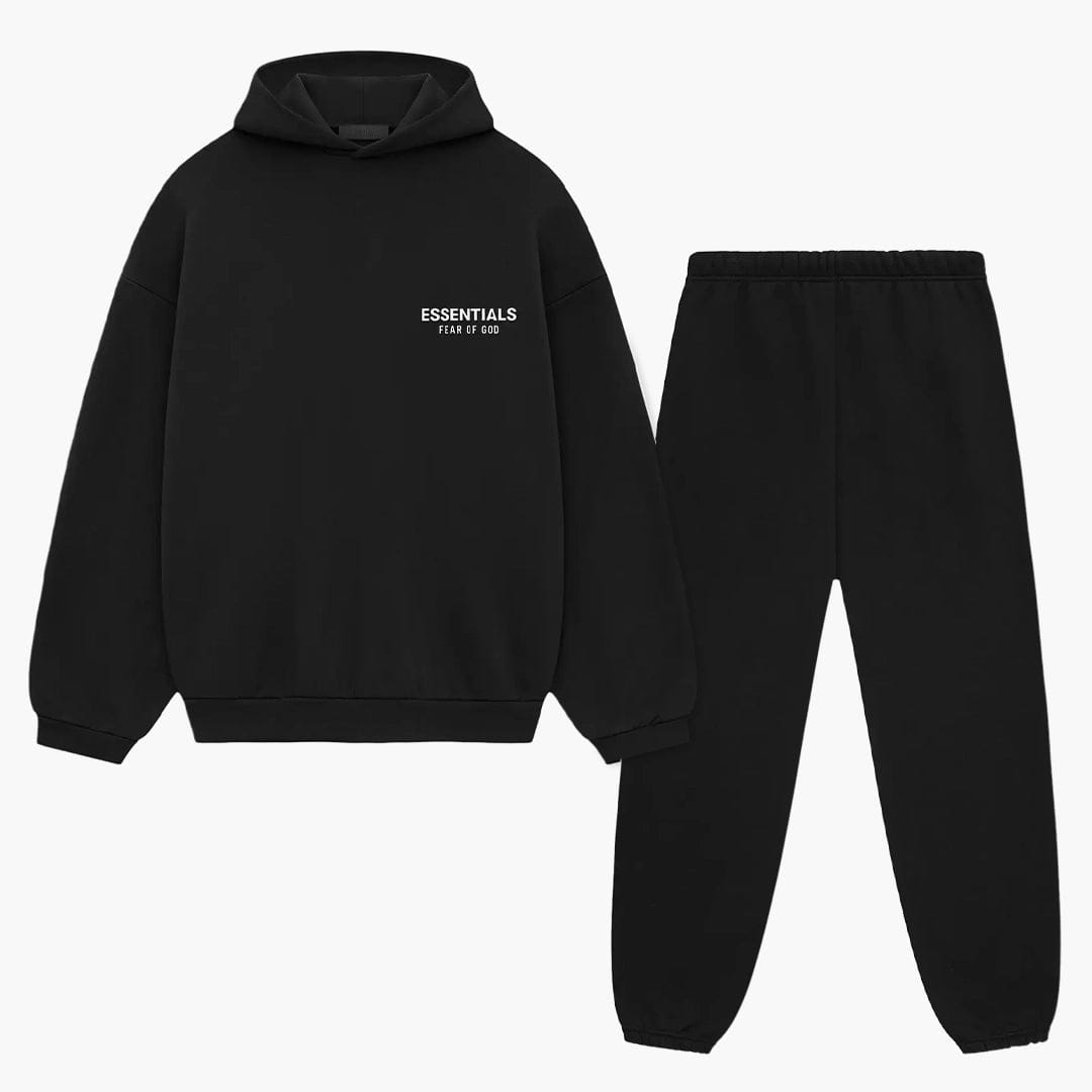 Fear of God Essentials Fleece (FW24) Black - Set (Hoodie & Sweatpant)
