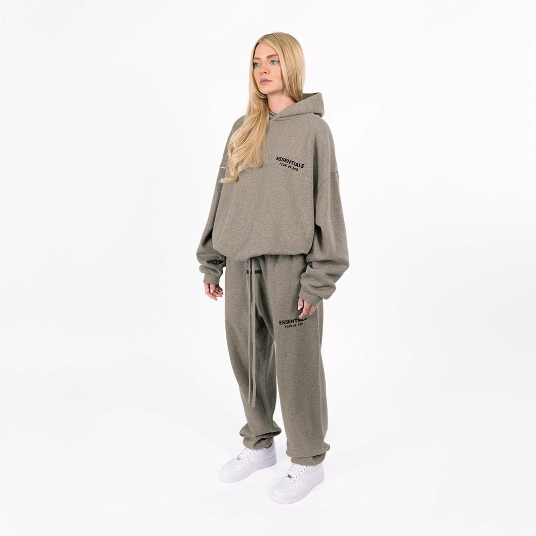 Fear of God Essentials Fleece (FW24) Heather Gray - Set (Hoodie & Sweatpant)