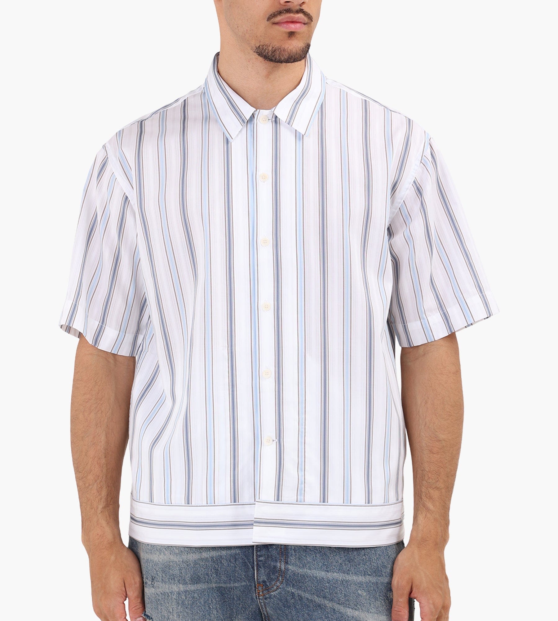NN.07 Reed Short Sleeve Shirt 50073 Blue Stripe