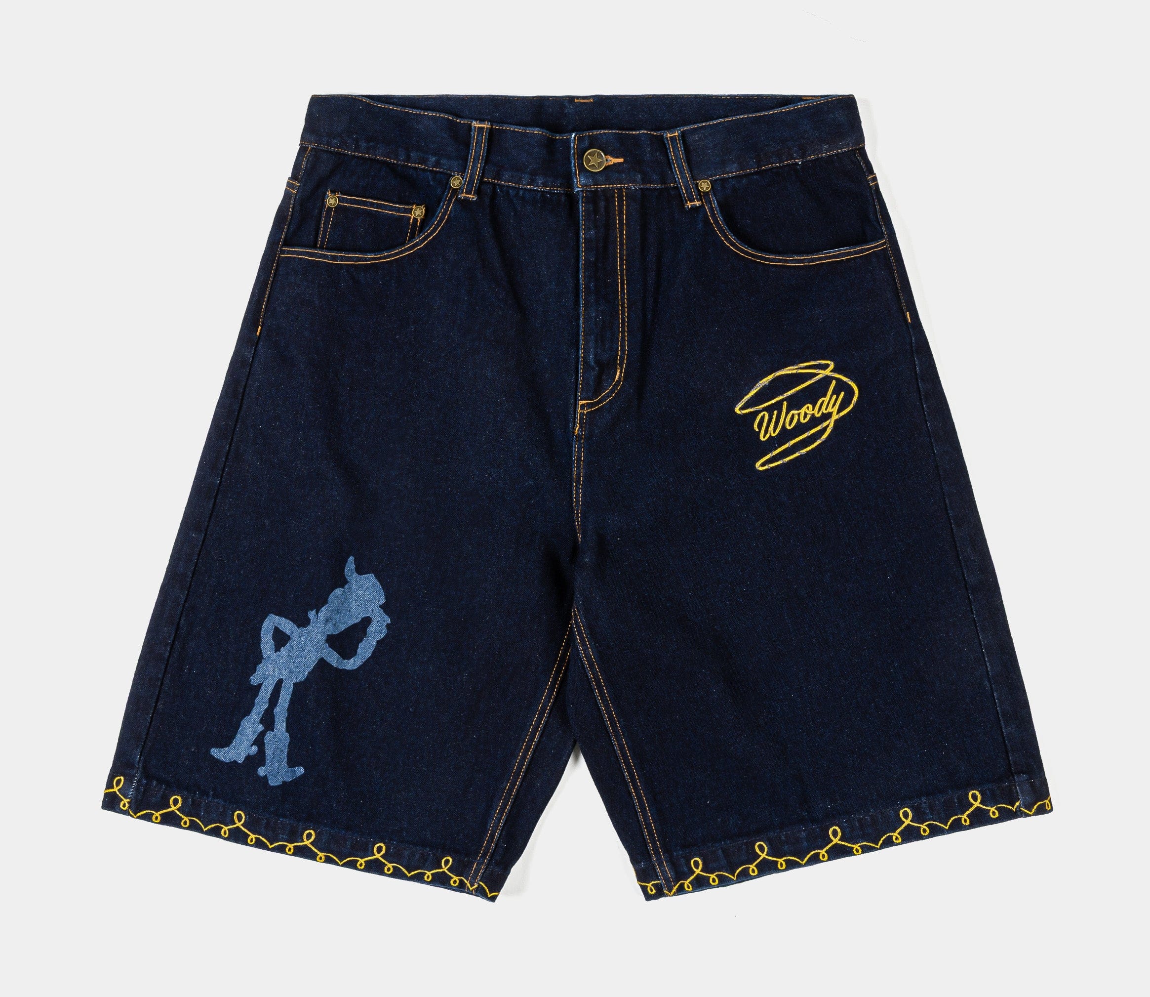 TOY STORY X SP Disney Pixar's Toy Story By Shoe Palace Woody Denim Mens Shorts (Blue/Yellow)