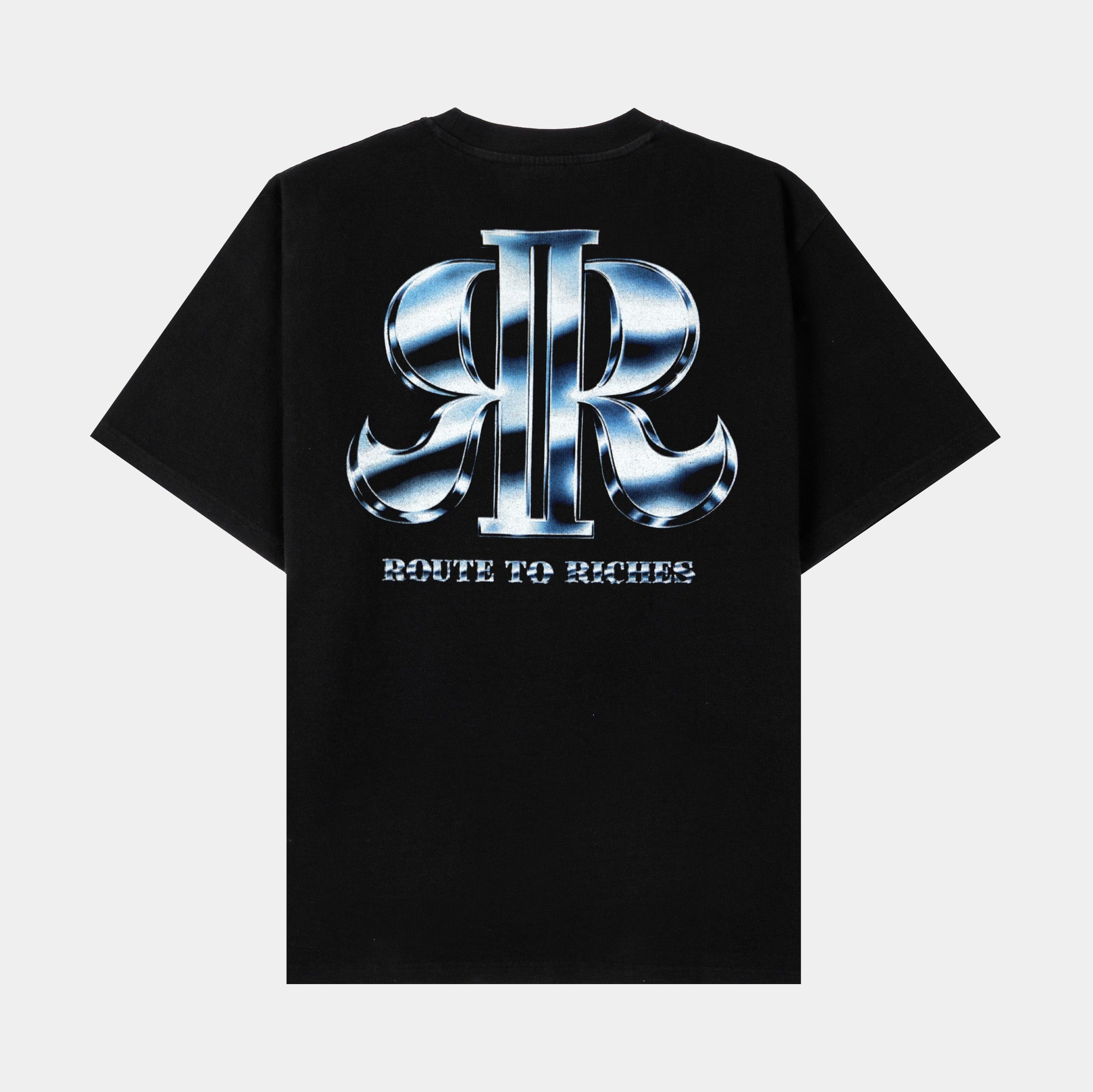 Route To Riches Premium Mens Short Sleeve Shirt (Black/Blue)