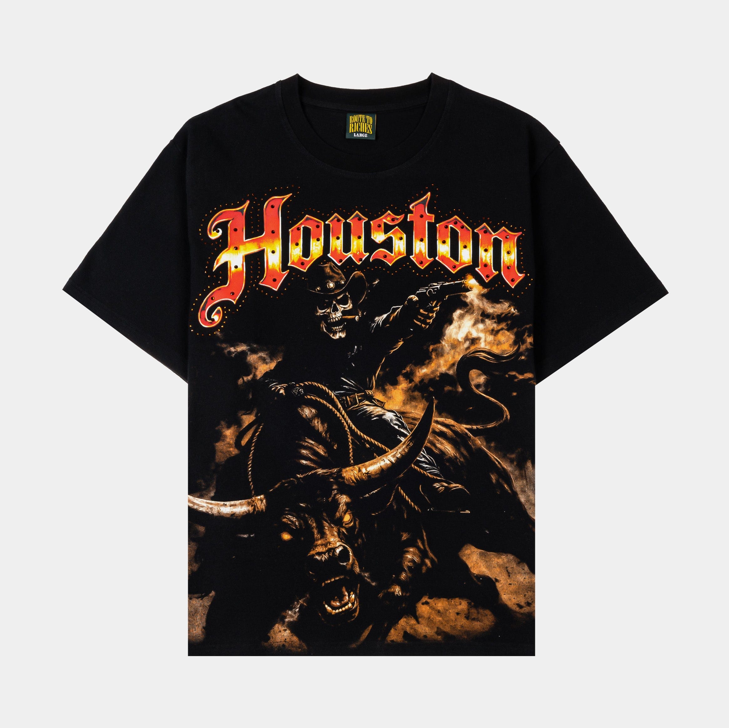 ROUTE TO RICHES Houston Premium Mens Short Sleeve Shirt (Black/Orange)
