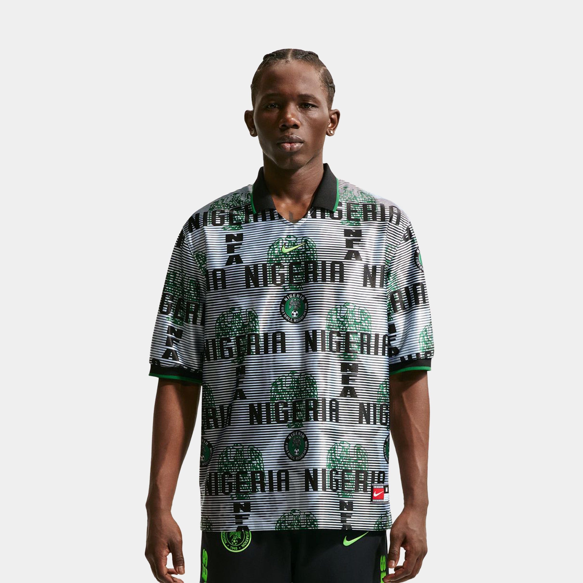 Nike Nigeria Energy Dri Fit Soccer Mens Jersey (White/Black/Pine Green/Electric Green)