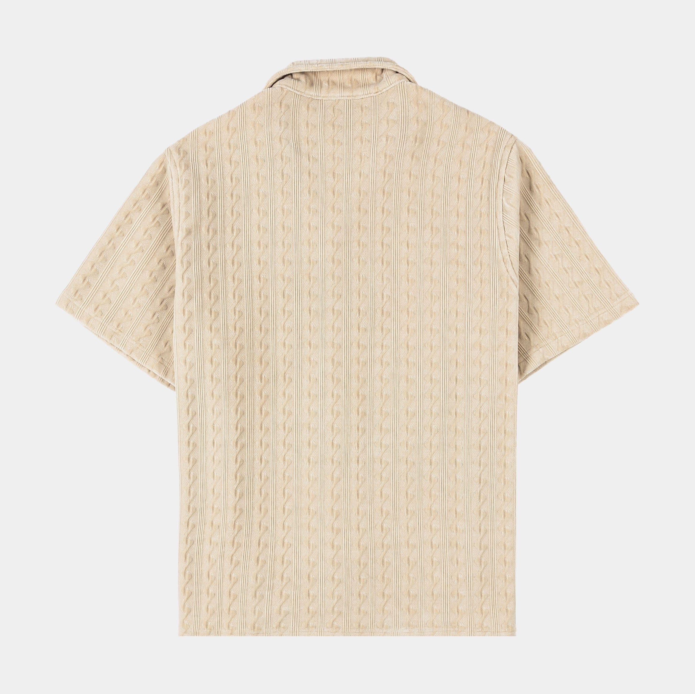 MAISON ARTICLE Chenille Button Up Mens Short Sleeve Shirt (Cream)
