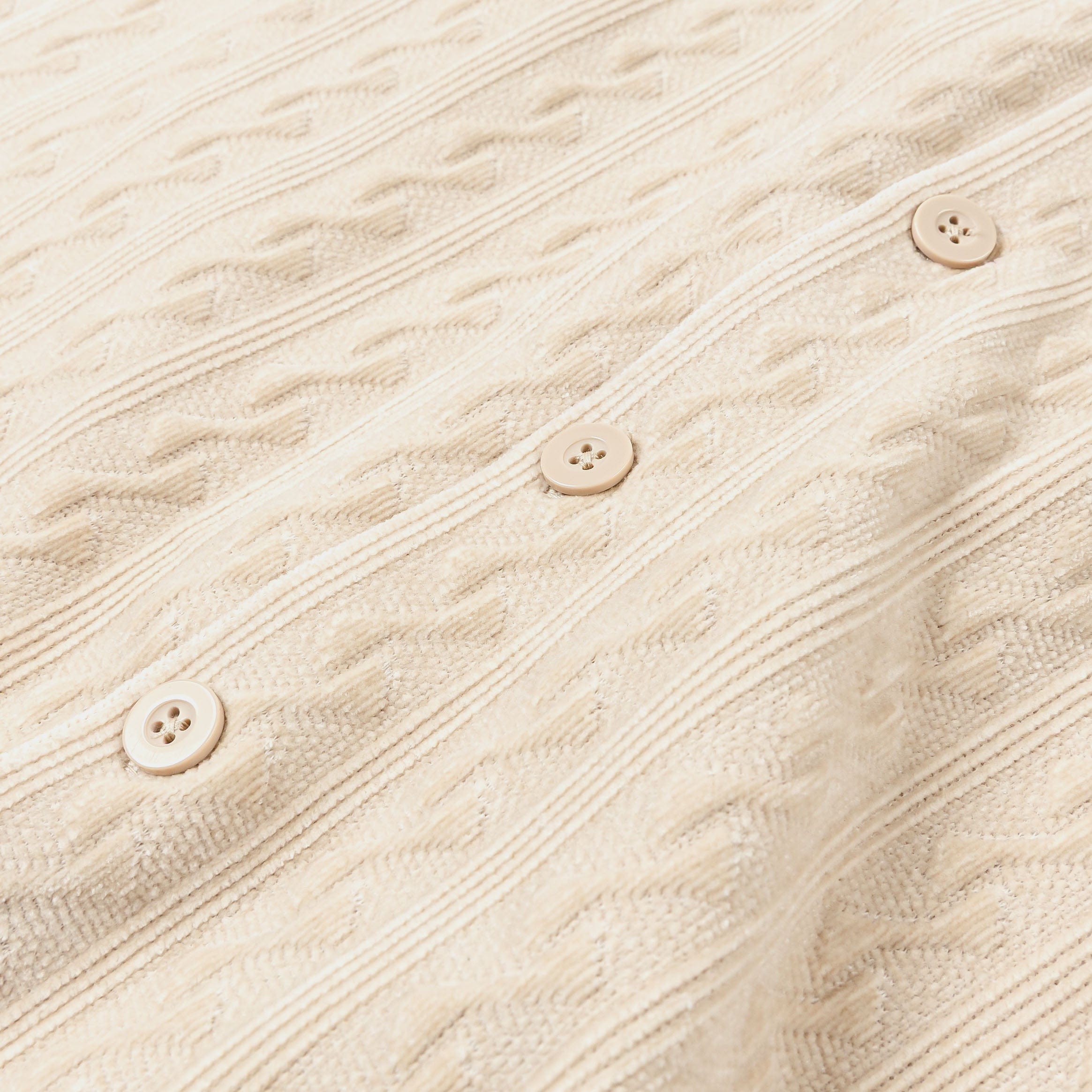MAISON ARTICLE Chenille Button Up Mens Short Sleeve Shirt (Cream)