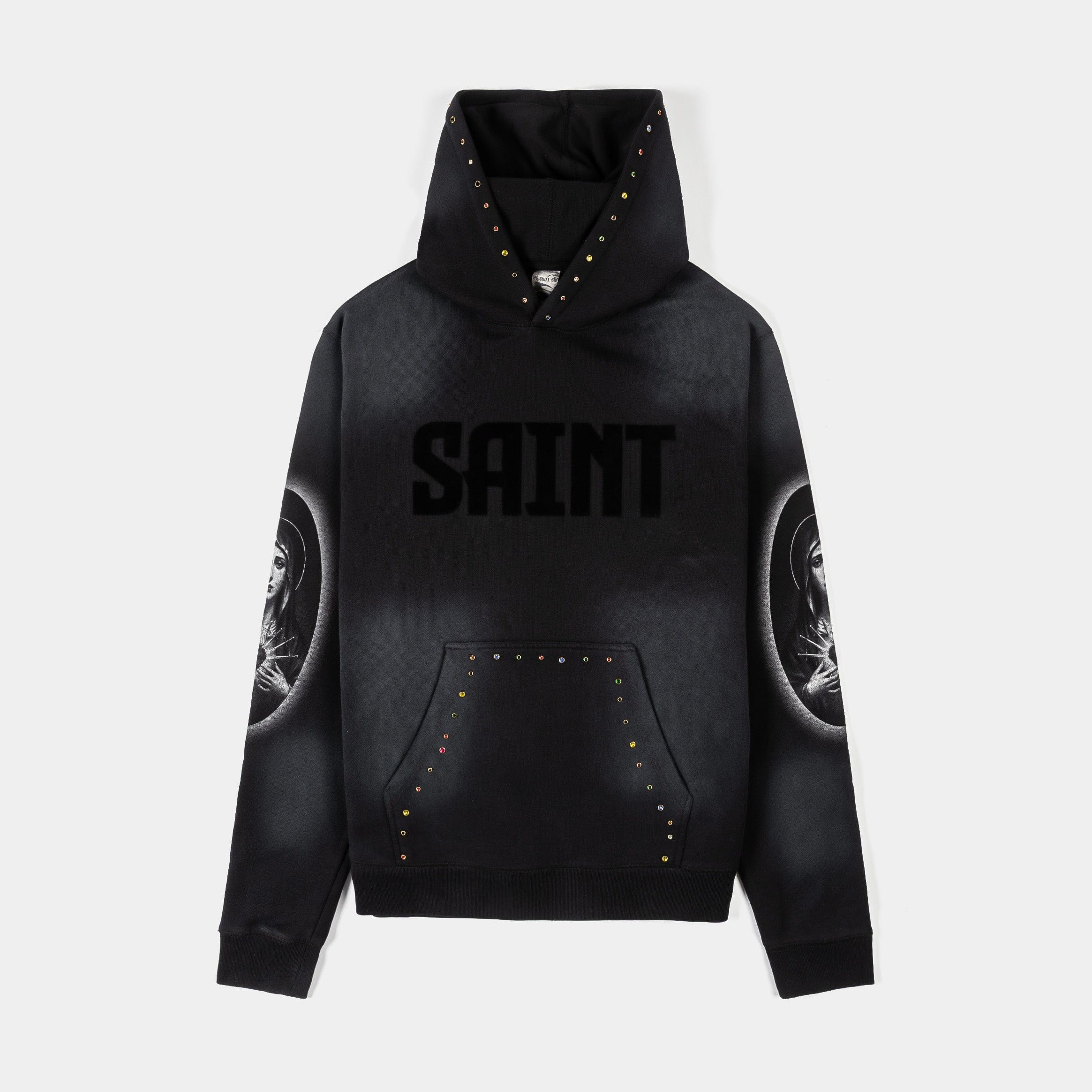 ORIGINAL SIN Saint Washed Pullover Mens Hoodie (Black/Grey)