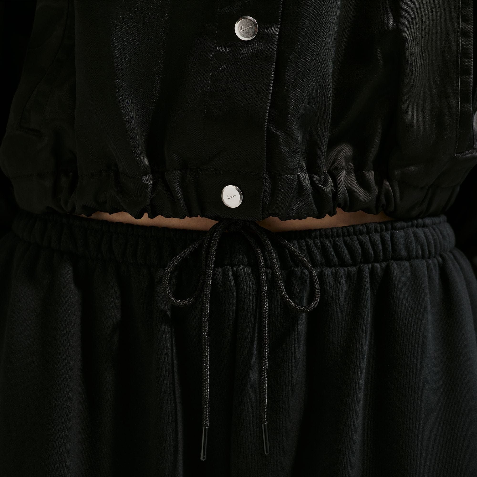Nike Womens Oversized Satin Coaches Jacket 'Black'