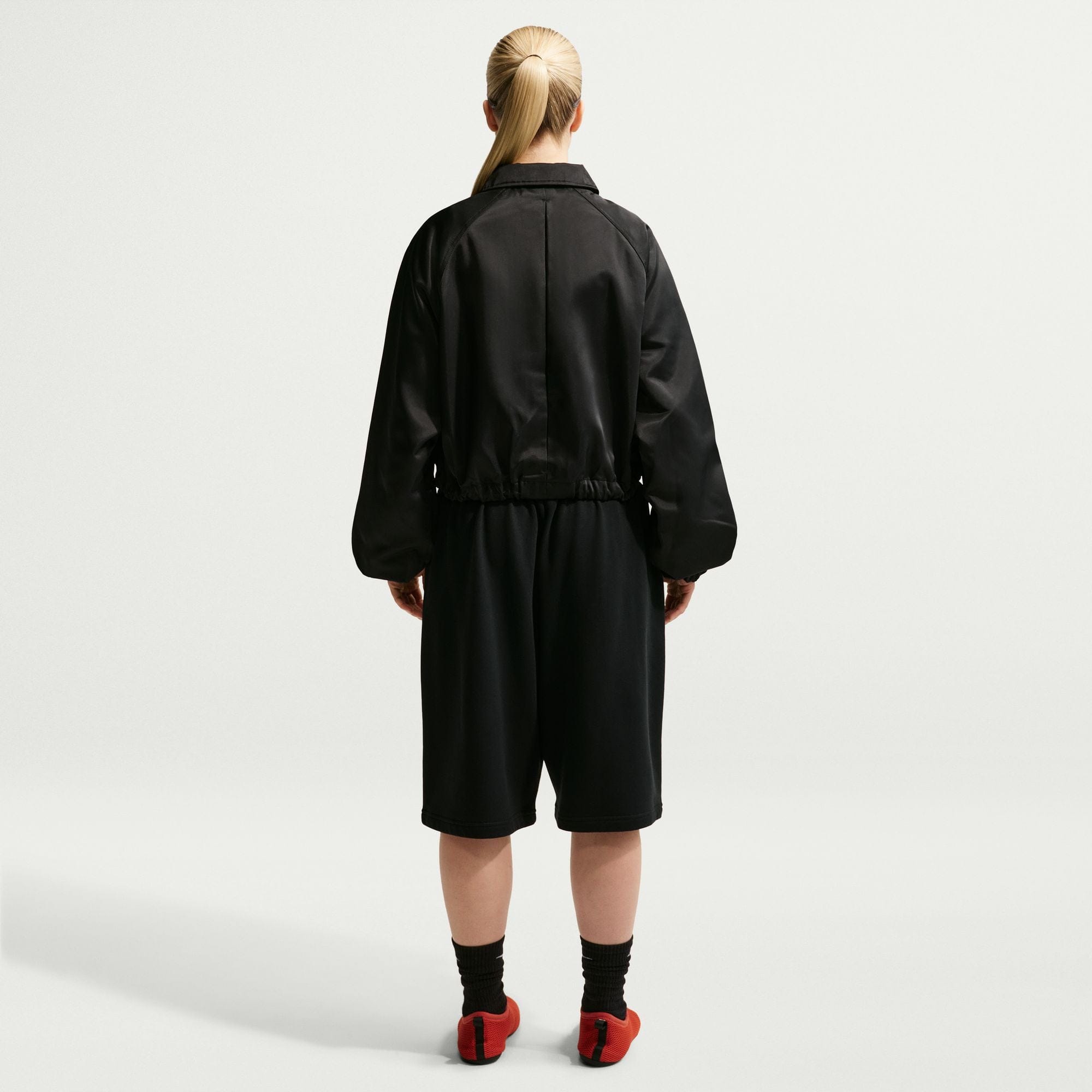 Nike Womens Oversized Satin Coaches Jacket 'Black'